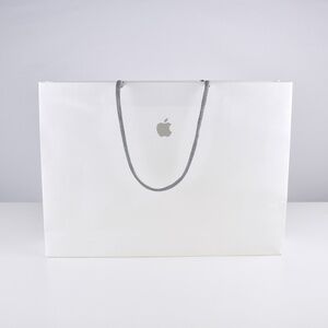 Apple Large Shopping Bag White paper Gray Logo